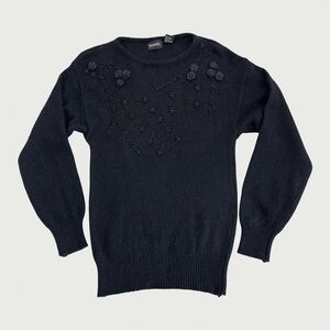 80s Embroidered Beaded Sweater